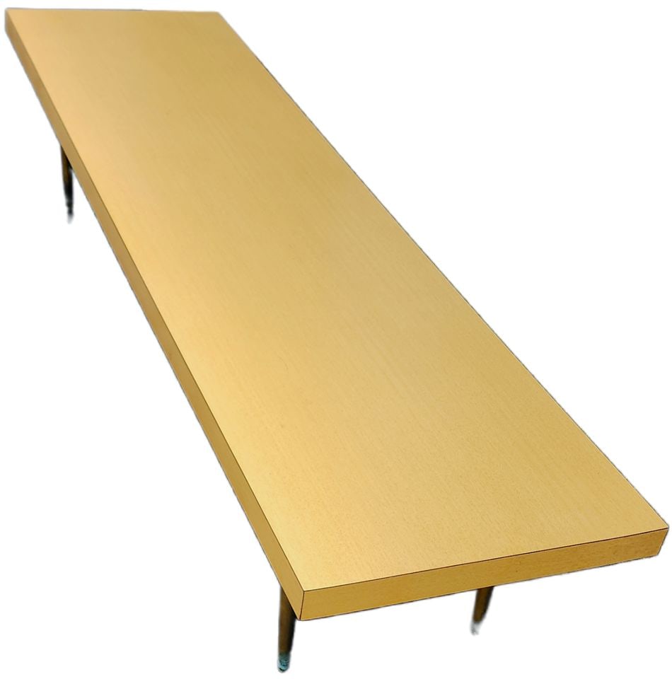 Classic Mid-Century Modern 6 ft Wood Coffee Table w/ Brass Legs. Circa 60s to 70s. - 5