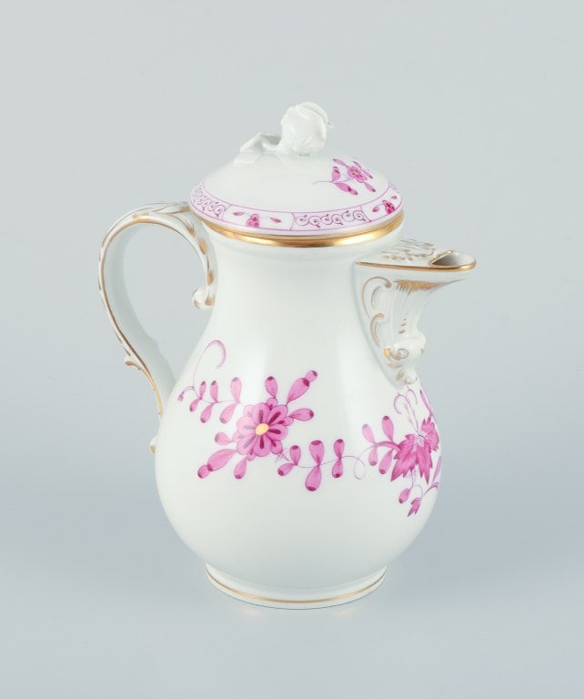 Meissen, Germany, Pink Indian. Porcelain mocha (demitasse) pot. Hand-painted. - 2