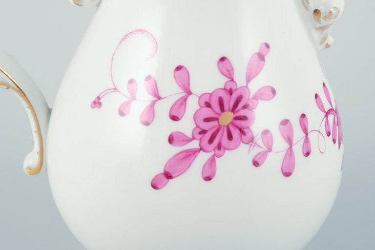 Meissen, Germany, Pink Indian. Porcelain mocha (demitasse) pot. Hand-painted. - 4