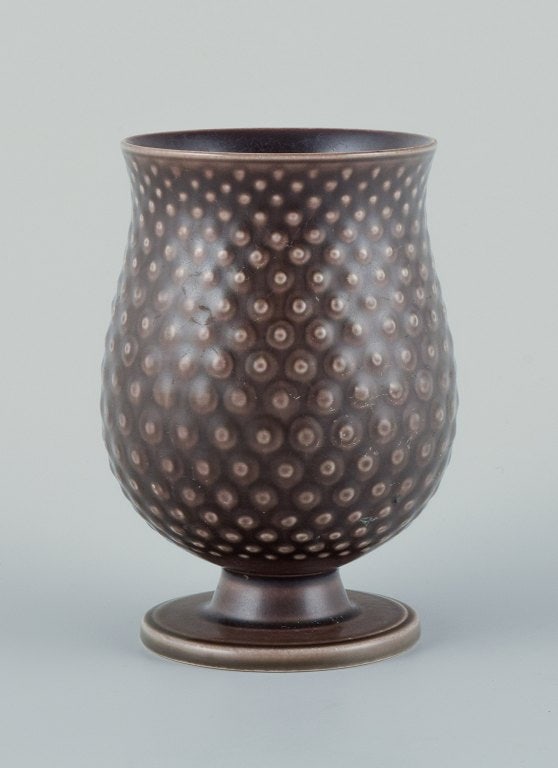 Aluminia faience vase. Modernist design. Glaze in shades of brown. - 2