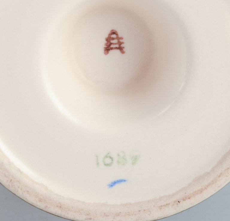 Aluminia faience vase. Modernist design. Glaze in shades of brown. - 5