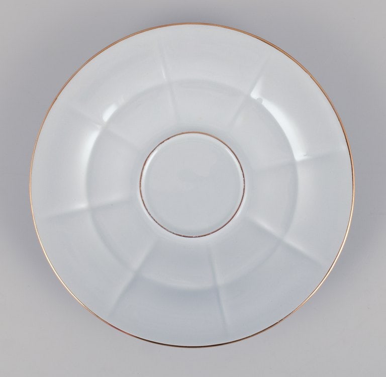 Gefle, Sweden, a set of four "Grand" Art Deco teacups with matching saucers. Light blue faience with - 6