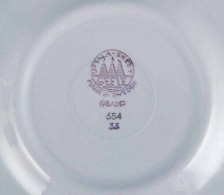 Gefle, Sweden, a set of four "Grand" Art Deco teacups with matching saucers. Light blue faience with - 8