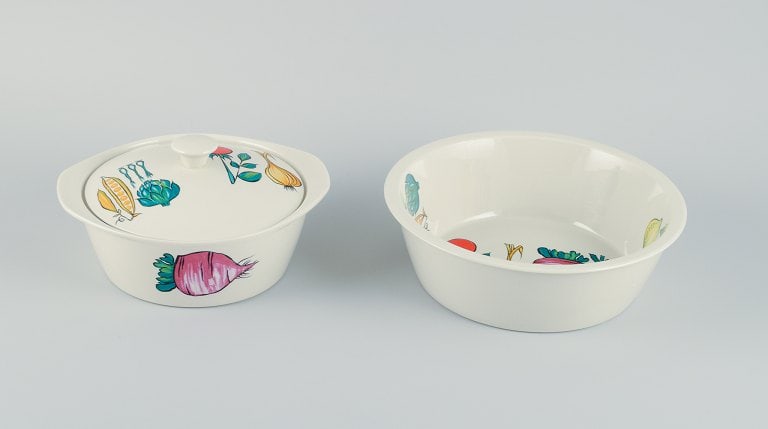 Villeroy & Boch, Luxembourg, two pieces of "Primabella" stoneware, including a lidded bowl and a - 2
