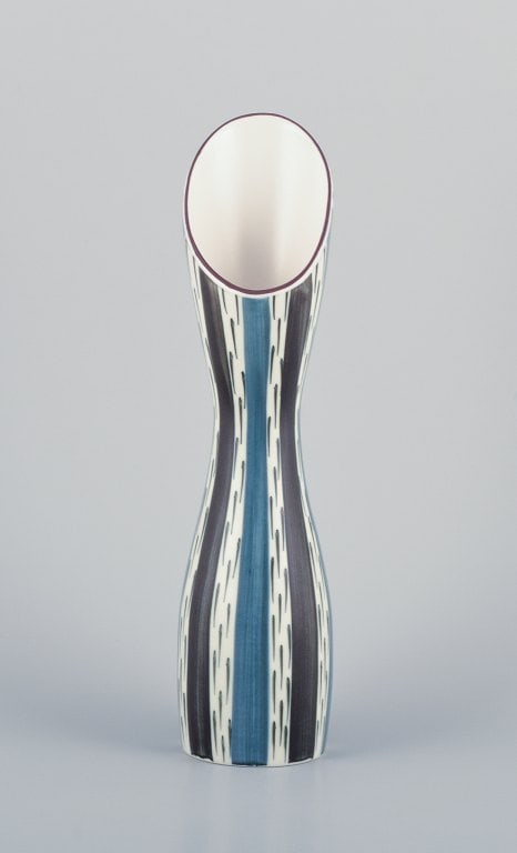 Stig Lindberg for Gustavsberg, Sweden. Anniversary vase in ceramic with blue and black glaze. - 3