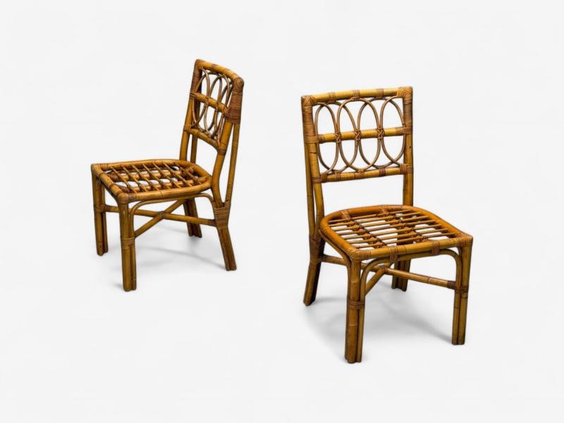 Bielecky Brothers, Modern, Six Dining Chairs, Rattan, Cane, USA, 21st C. - 6