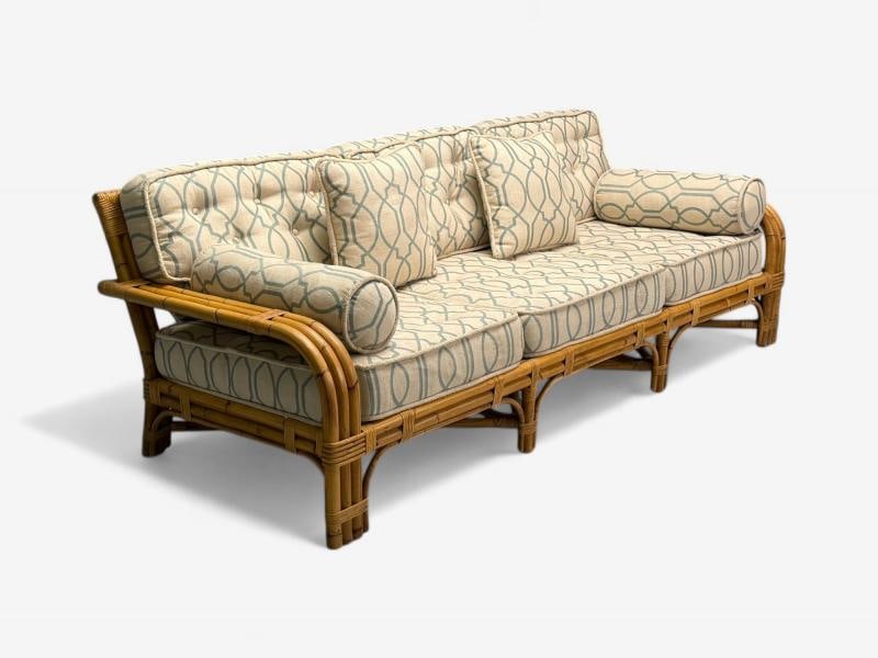 Bielecky Brothers, Modern, Large Three Seater Sofa, Rattan, Bamboo, USA, 21st C. - 2