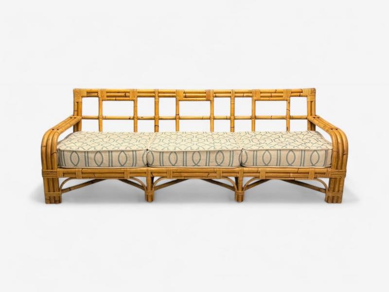 Bielecky Brothers, Modern, Large Three Seater Sofa, Rattan, Bamboo, USA, 21st C. - 7