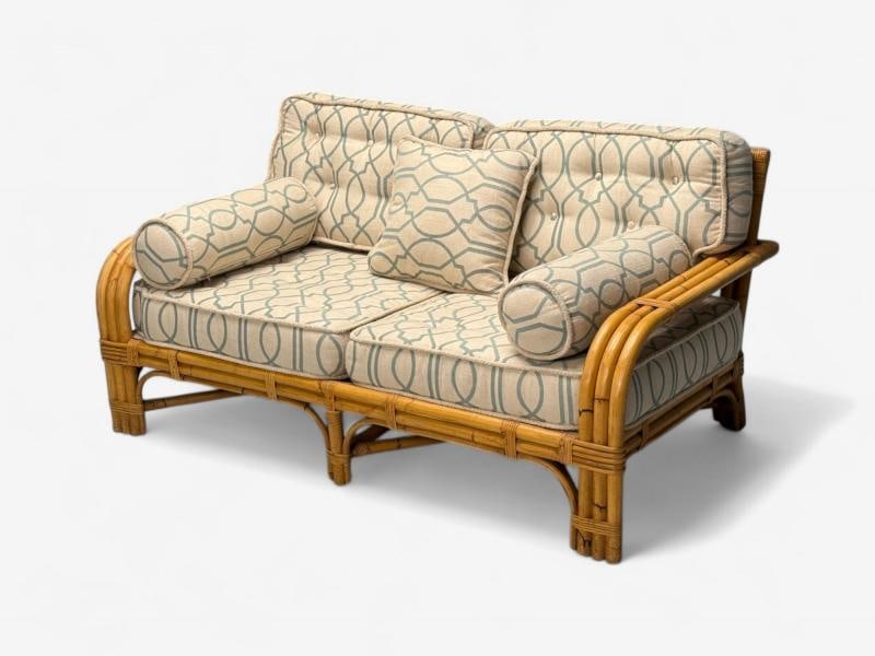 Bielecky Brothers, Modern Two Seater Sofa, Settee, Cane, Bamboo, USA, 21st C. - 2