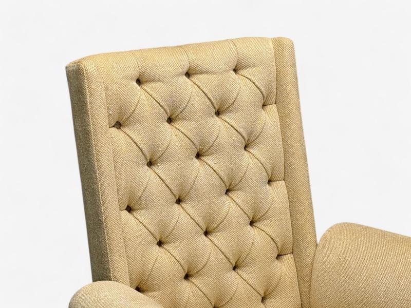 Grosfeld House, Hollywood Regency, Rolled Arm Chairs, Painted Wood, Tweed Linen - 6