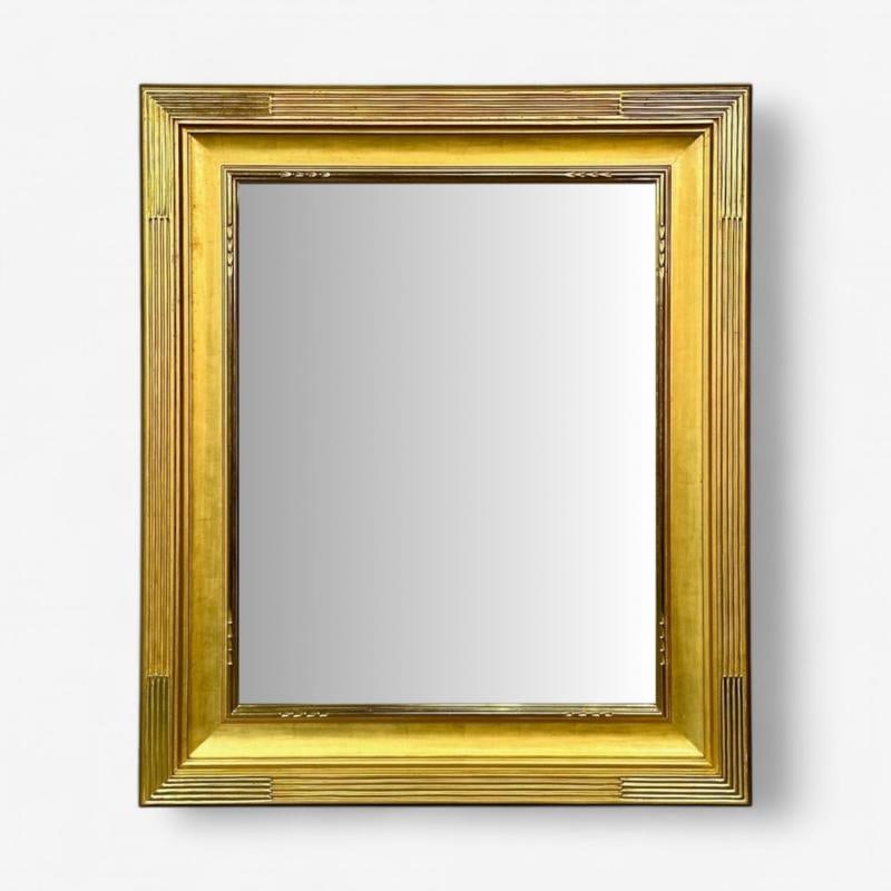 Hollywood Regency, Rectangular Mirror, Carved Giltwood, Water Gilt, 21st C. - 7