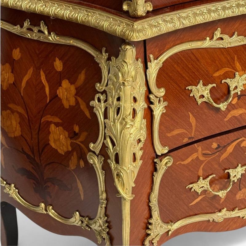 Louis XV Style, Bombe Vitrines, Ormolu Bronze, Inlaid Marquetry, France, 19th - 7