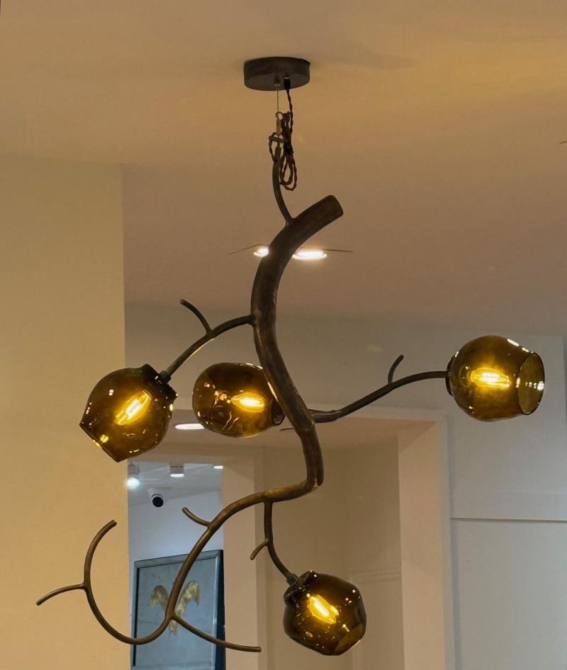 Christopher Poehlmann, Modern Blossom Pendant Chandelier, Silvered Glass, 21st C - 10