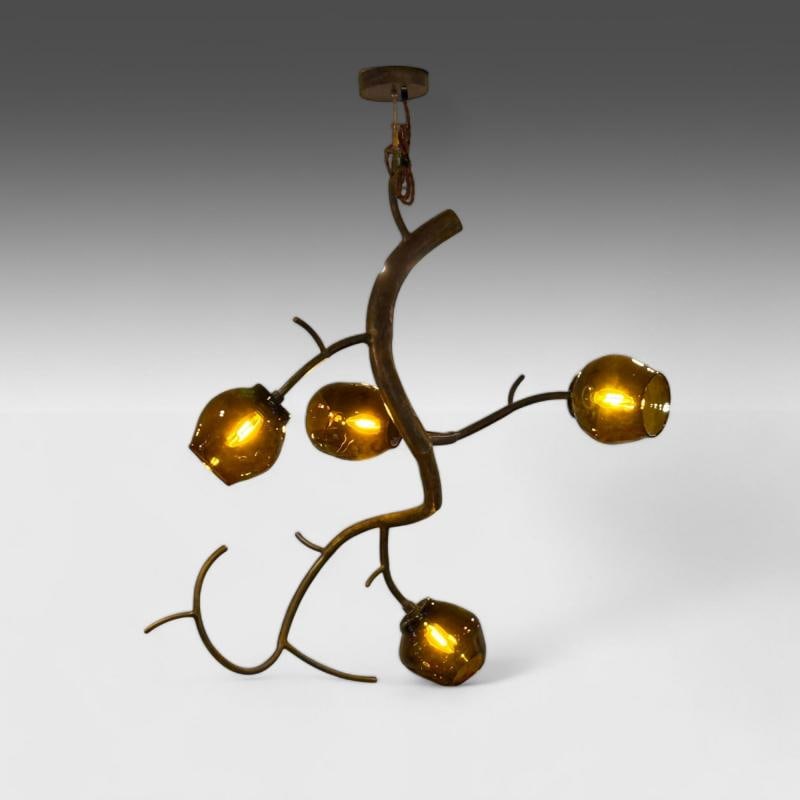 Christopher Poehlmann, Modern Blossom Pendant Chandelier, Silvered Glass, 21st C - 2