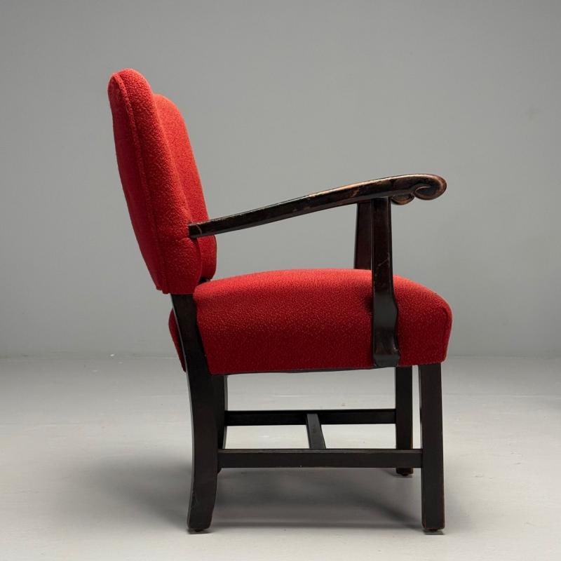 French Mid-Century Modern, Occasional Arm Chairs, Wood, Boucle, France, 1980s - 7