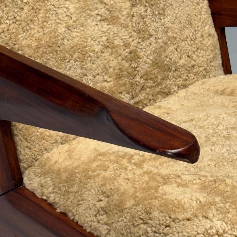 Vittorio Dassi Attr, Italian Mid-Century Modern Armchair, Honey Shearling, 1950s - 8