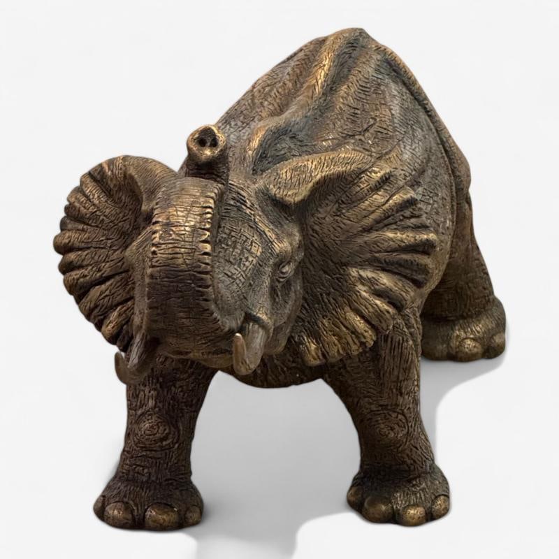 Modern African Elephant Sculpture, Hot Cast Bronze, American, 21st C. - 2