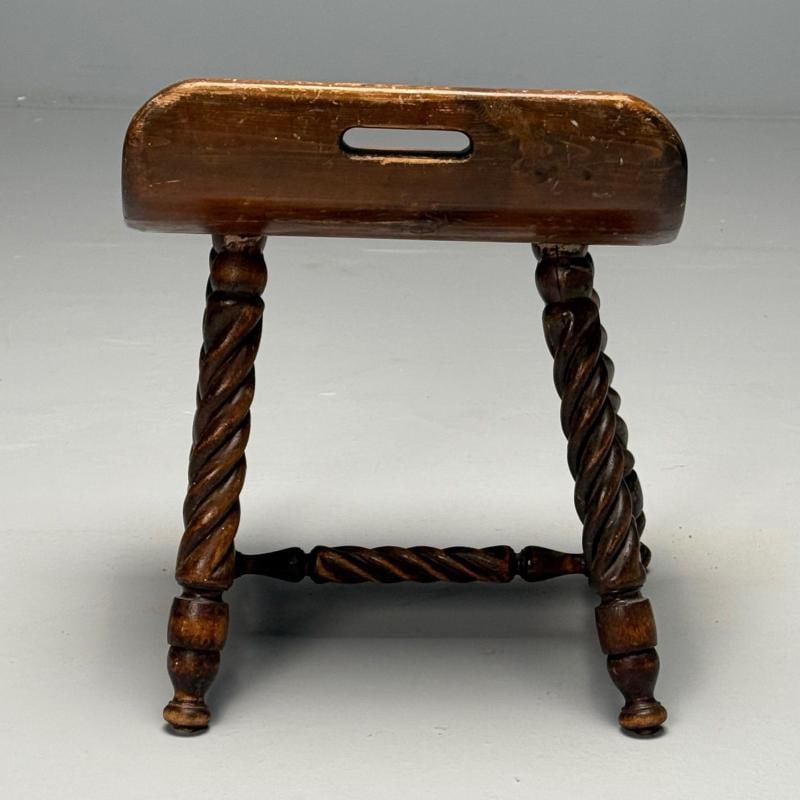 Swedish Mid-Century Modern, Provincial Milking Stool, Oak, Sweden, 1900s - 10