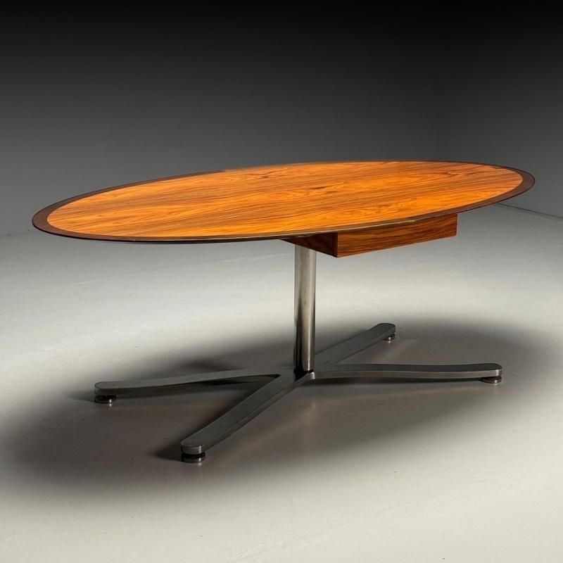 Pace, Mid-Century Modern, Writing Desk, Exotic Wood, Chrome, American, 20th C - 4
