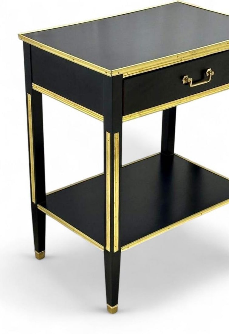 Maison Jansen Style, Hollywood Regency, Nightstands, Black Painted Wood, Brass - 4