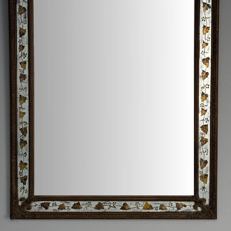 Maison Jansen, Hollywood Regency, Eglomise Wall Mirror, Gesso, Etched Glass - 4