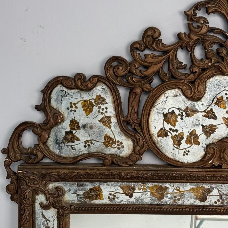 Maison Jansen, Hollywood Regency, Eglomise Wall Mirror, Gesso, Etched Glass - 7