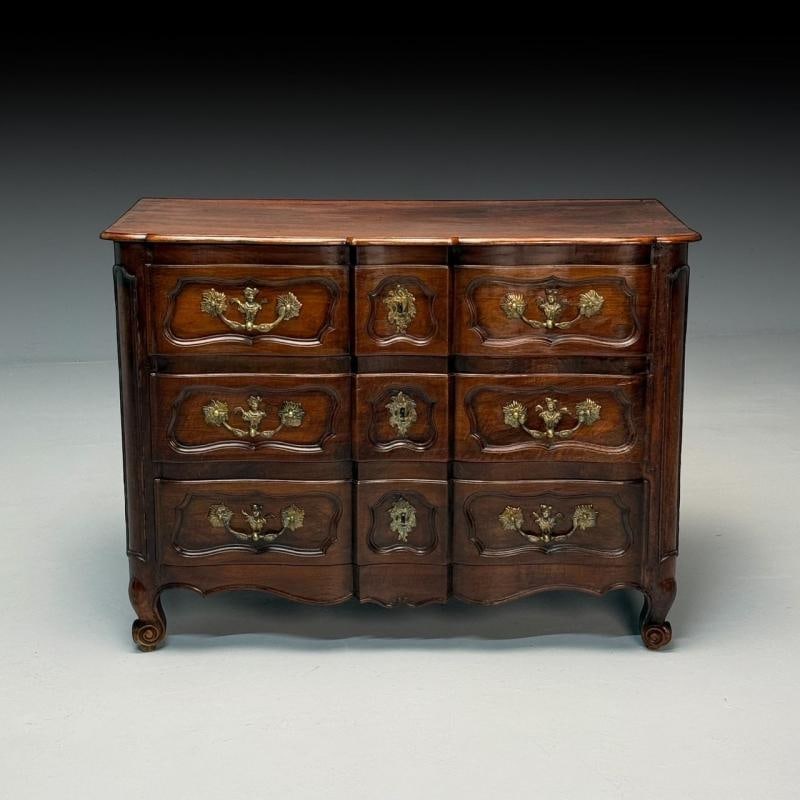 Baroque, French Louis XV, Provincial Cabinet, Walnut, Patinated Brass, 18th C. - 3