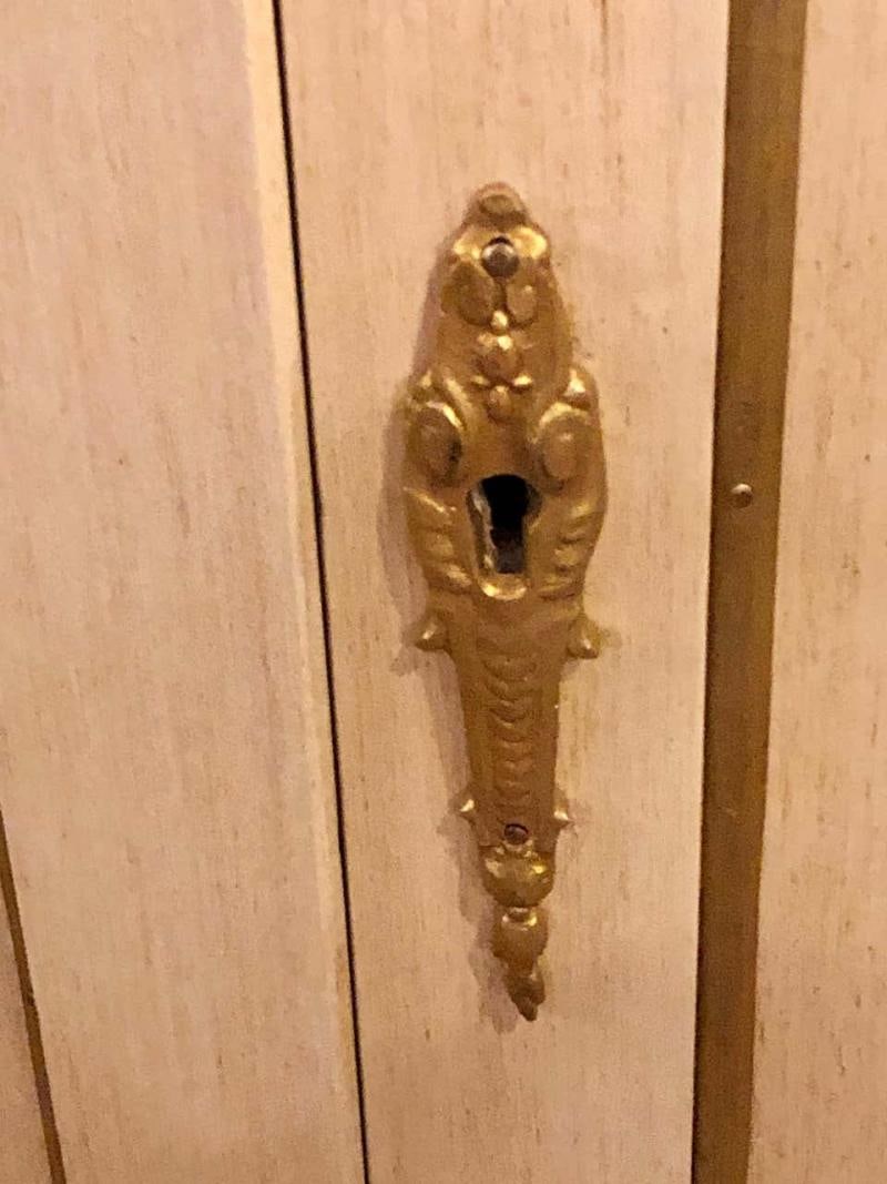 Louis XV Style Demilune Painted & Bronze Mounted End Tables or Nightstands, Pair - 6