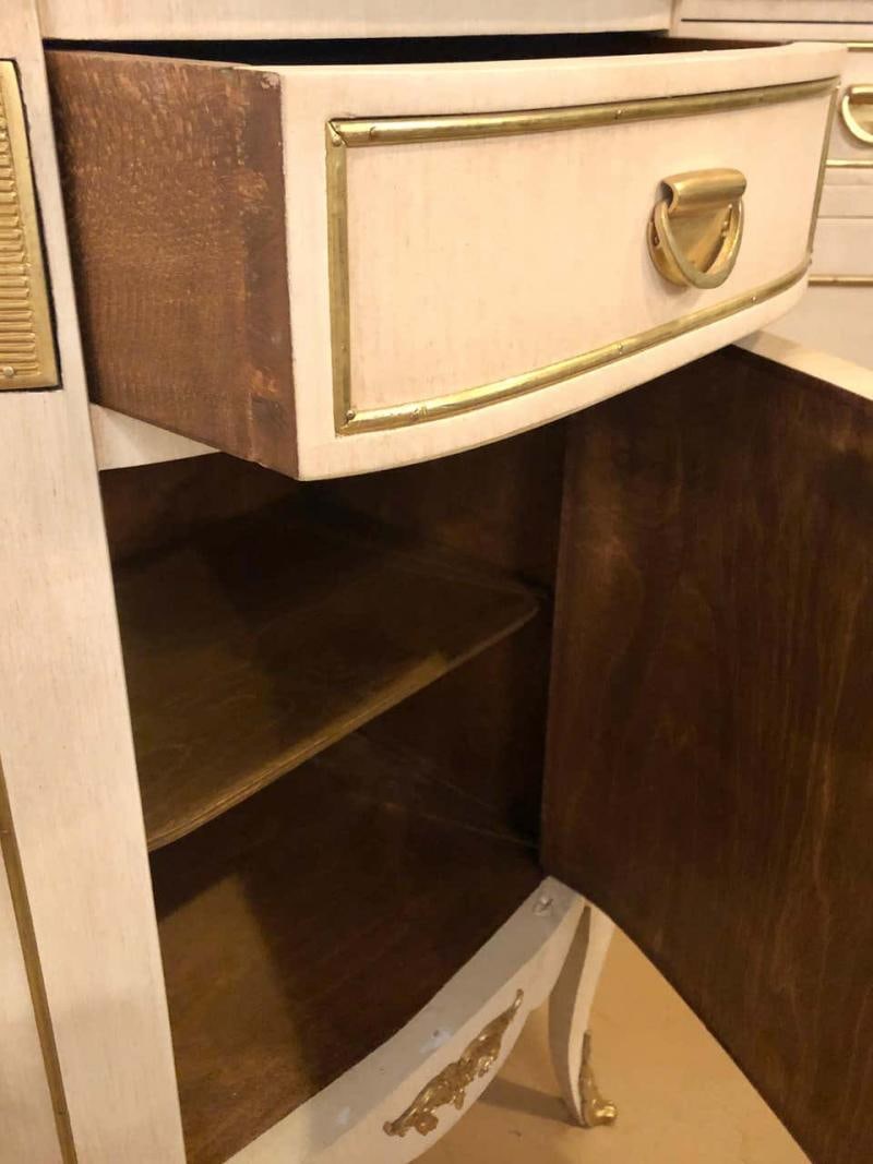 Louis XV Style Demilune Painted & Bronze Mounted End Tables or Nightstands, Pair - 7