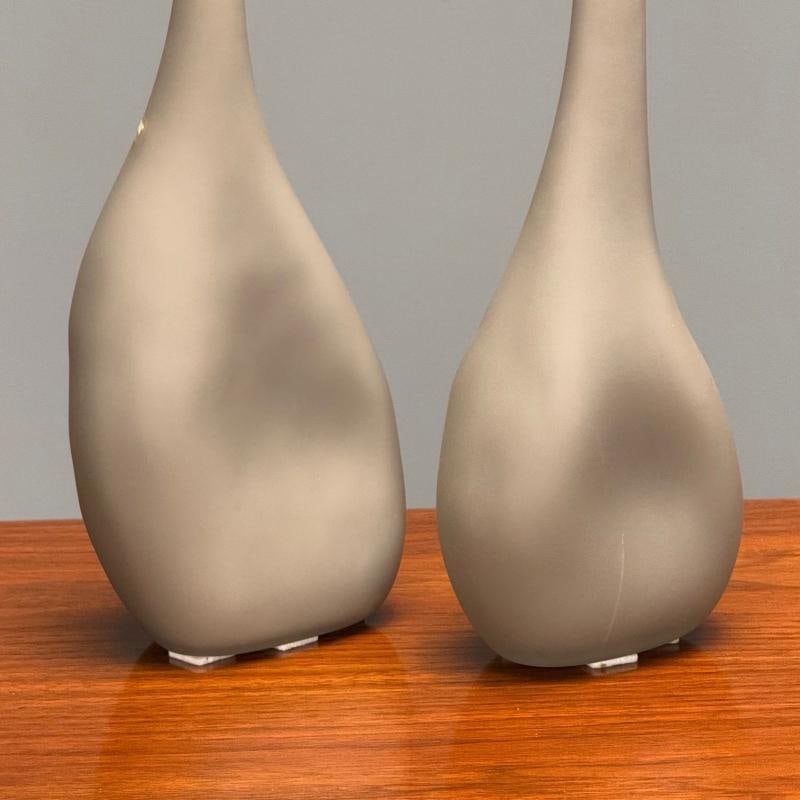 Alfredo Barbini, Italian Mid-Century Modern, Vases, Grey Glass, Italy, 1970s - 4