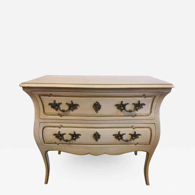 White and Gilt Decorated Louis XV Style Bombe Commode (1 of 7)