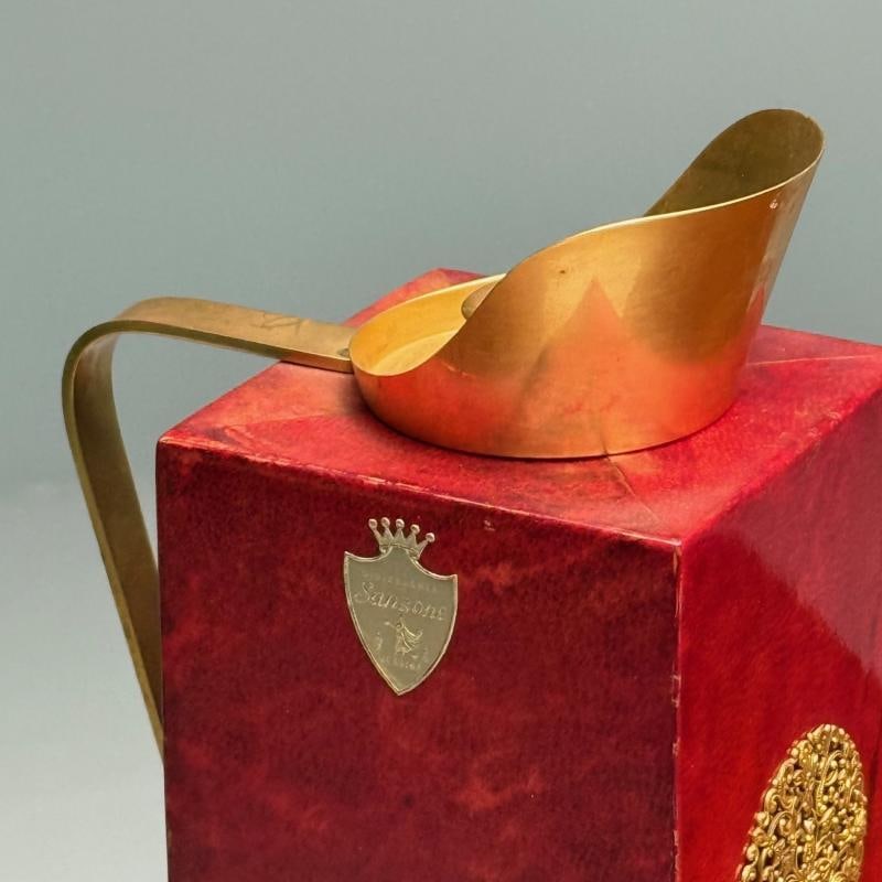 Aldo Tura, Italian Mid-Century Modern, Carafe, Brass, Red Lacquered Goatskin - 6