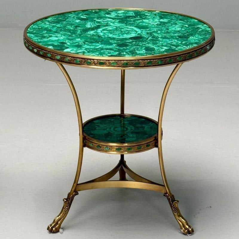 Louis XVI Style, Jeweled Gueridons, Malachite, Bronze, France, 20th C. - 5