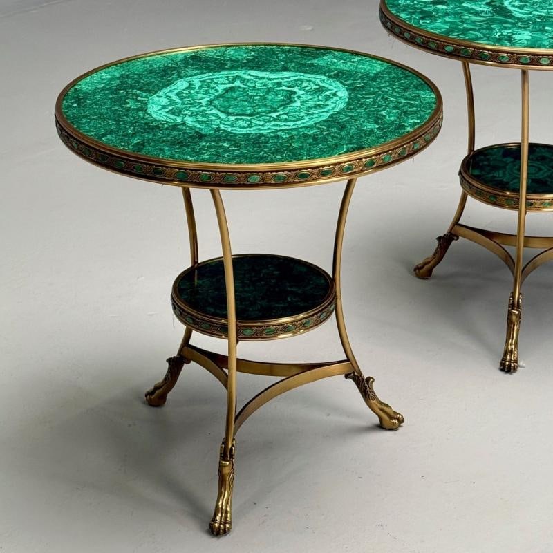 Louis XVI Style, Jeweled Gueridons, Malachite, Bronze, France, 20th C. - 7