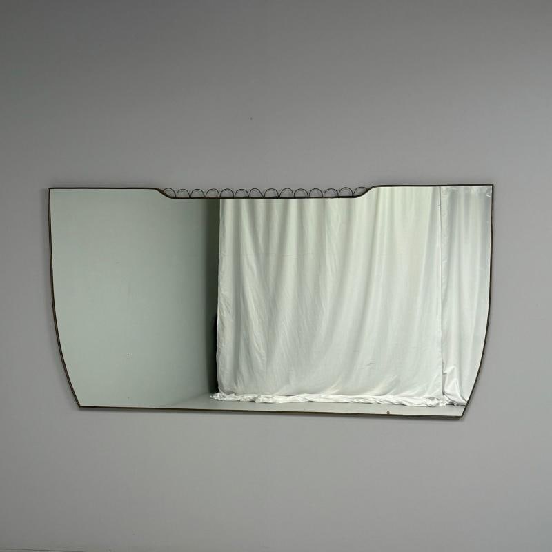 Gio Ponti Attr, Italian Mid-Century Modern, Monumental Wall Mirror, Brass, 1950s - 2