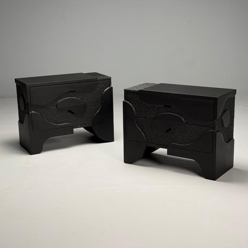 Contemporary, Organic Modern, Sculptural Nightstands, Black Ashwood, 21st C. - 6