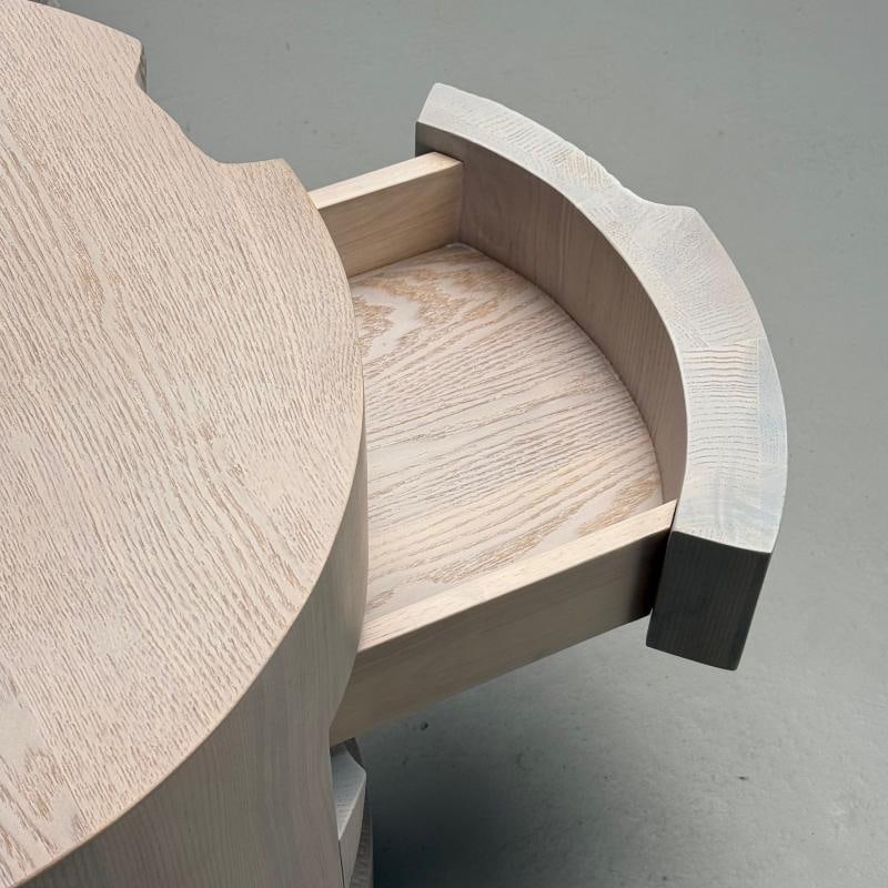 Contemporary, Organic Modern, Round Sculptural Nightstands, Bleached Ashwood - 12