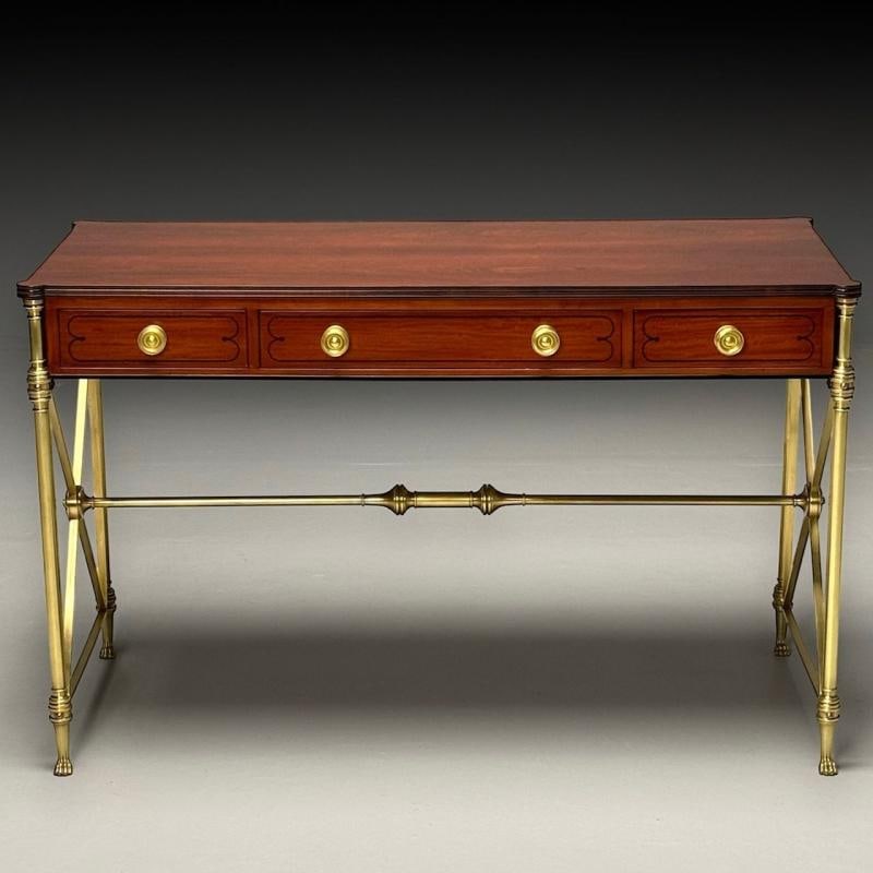 Kittinger, English Regency, Campaign Desk, Rosewood, Satinwood, Brass, USA 1950s - 2