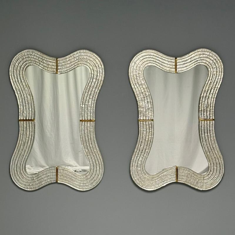 Contemporary, Modern Italian Wall Mirrors, Murano Glass, Silver Leaf, Brass - 2