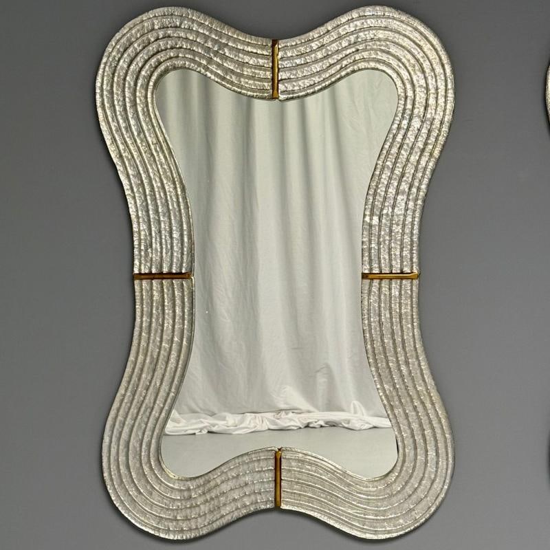 Contemporary, Modern Italian Wall Mirrors, Murano Glass, Silver Leaf, Brass - 3