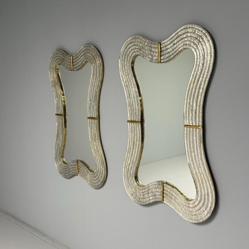 Contemporary, Modern Italian Wall Mirrors, Murano Glass, Silver Leaf, Brass - 4