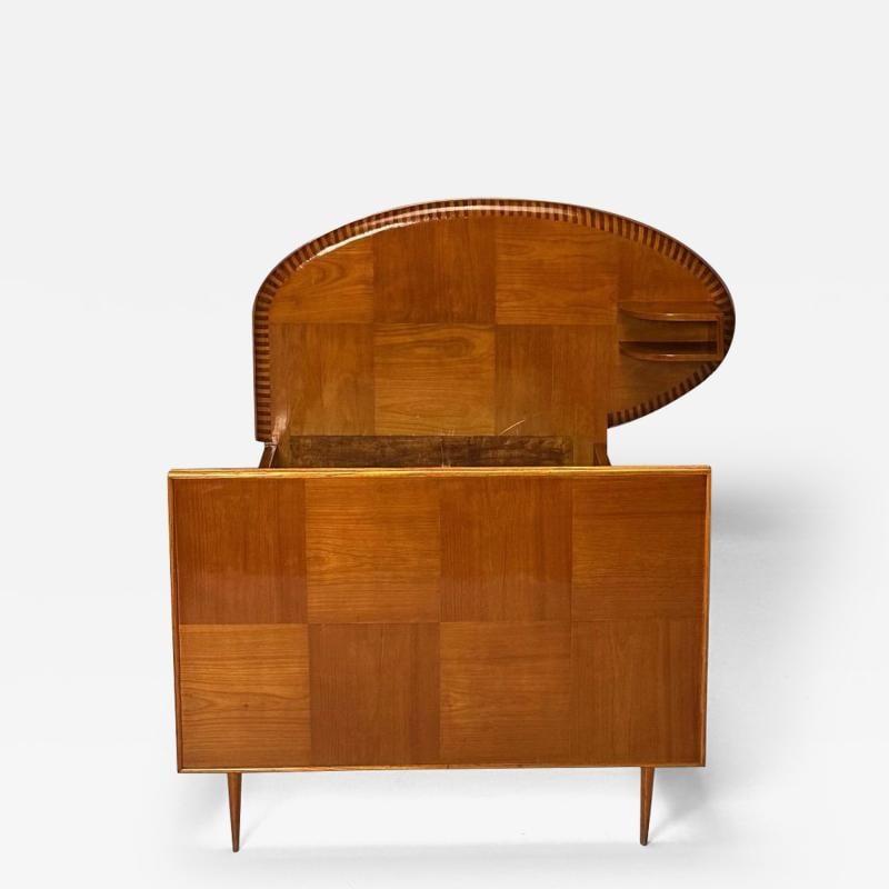 Italian Mid-Century Modern, Twin Bed with Shelf, Marquetry, Italy, 1950s (1 of 10)