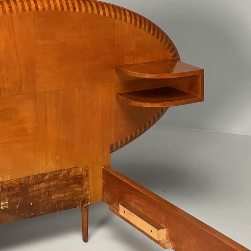 Italian Mid-Century Modern, Twin Bed with Shelf, Marquetry, Italy, 1950s - 7