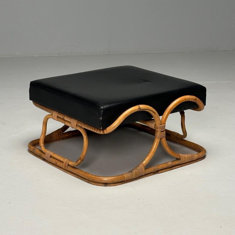 ISA Ponte San Pietro, Italian Mid-Century Modern, Armchair, Ottoman, Rattan - 9