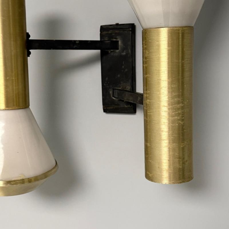 Stilux, Italian Mid-Century Modern, Wall Sconces, Brass, Aluminum, Italy, 1960s - 4