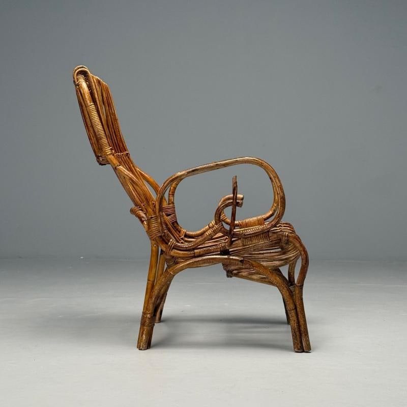 Italian Mid-Century Modern, Armchair, Rattan, Cane, Bamboo, Italy, 1960s - 7