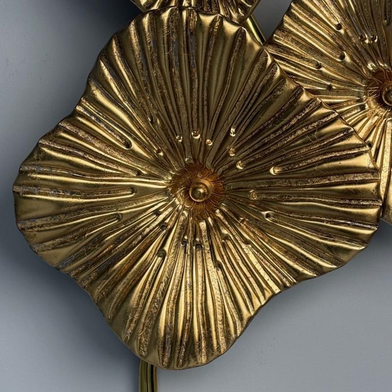 Contemporary, Italian Modern, Flower Sconces, Murano Glass, Gold Leaf, Brass - 12