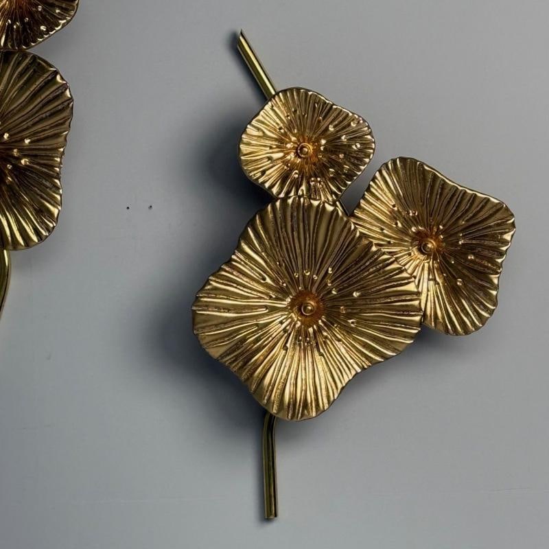 Contemporary, Italian Modern, Flower Sconces, Murano Glass, Gold Leaf, Brass - 7