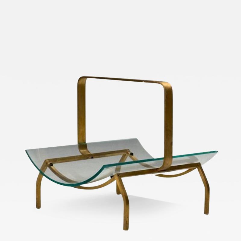 Fontana Arte, Italian Mid-Century Modern, Magazine Rack, Brass, Glass, 1970s: Title: Fontana Arte, Italian Mid-Century Modern, Magazine Rack, Brass, Glass, 1970s Description: Fontana Arte, Italian Mid-Century Modern, Magazine Rack, Brass, Glass, 1970s This Italian mid-century m