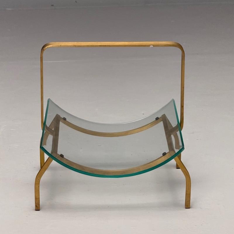 Fontana Arte, Italian Mid-Century Modern, Magazine Rack, Brass, Glass, 1970s - 7